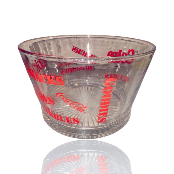 Coca-Cola Vintage Glass Snack Dish: Great Red Print on Clear Glass: 1980’s COKE - Picture 2 of 5
